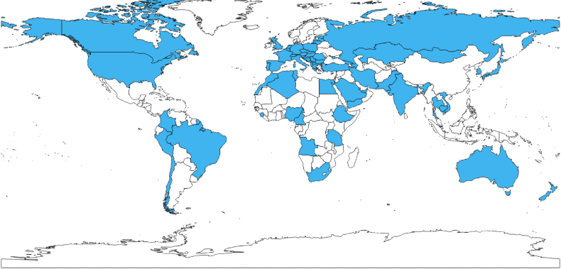 CGS Labs szoftverekben elérhető koordinátarendszerek világtérképe